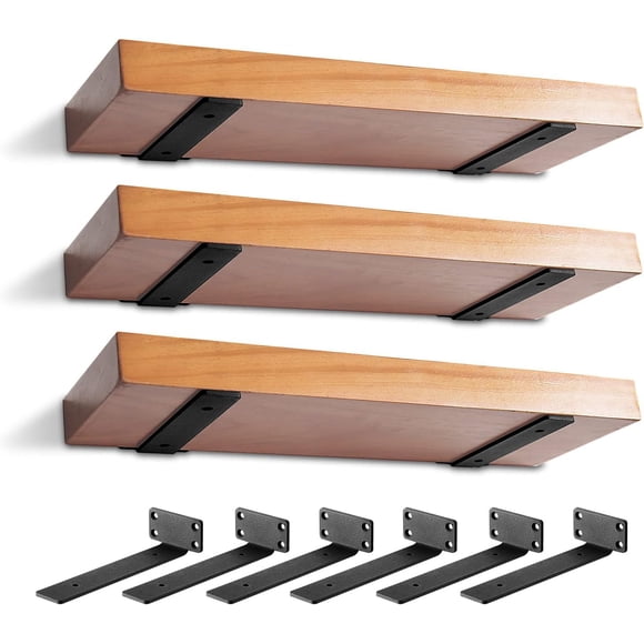 Soportes de estantería MIUGO, resistentes, 15 cm, pared en forma de L, negros, paquete de 6