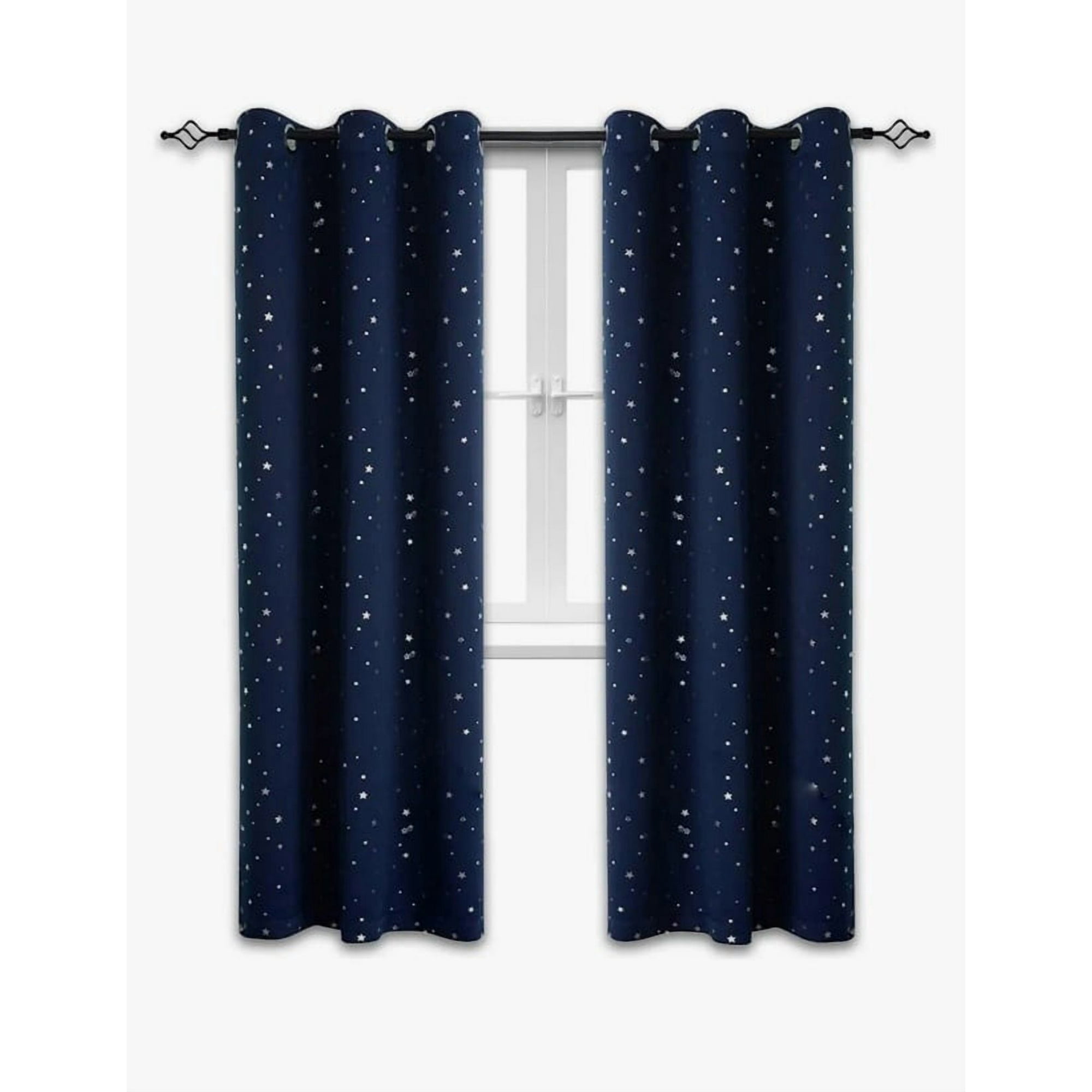 Atlas - Cortina Infantil Semi Blackout 2 Paños Azul