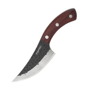 Cuchillo Carne Fontina Acero Relieves Madera Nogal 24Cm