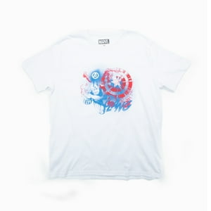 Polera Hombre Capitan America Fighting Blanco Marvel