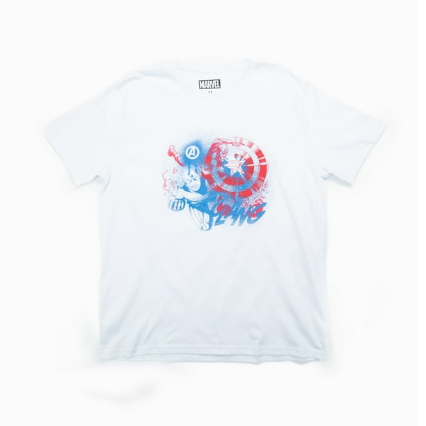 Polera Hombre Capitan America Fighting Blanco Marvel
