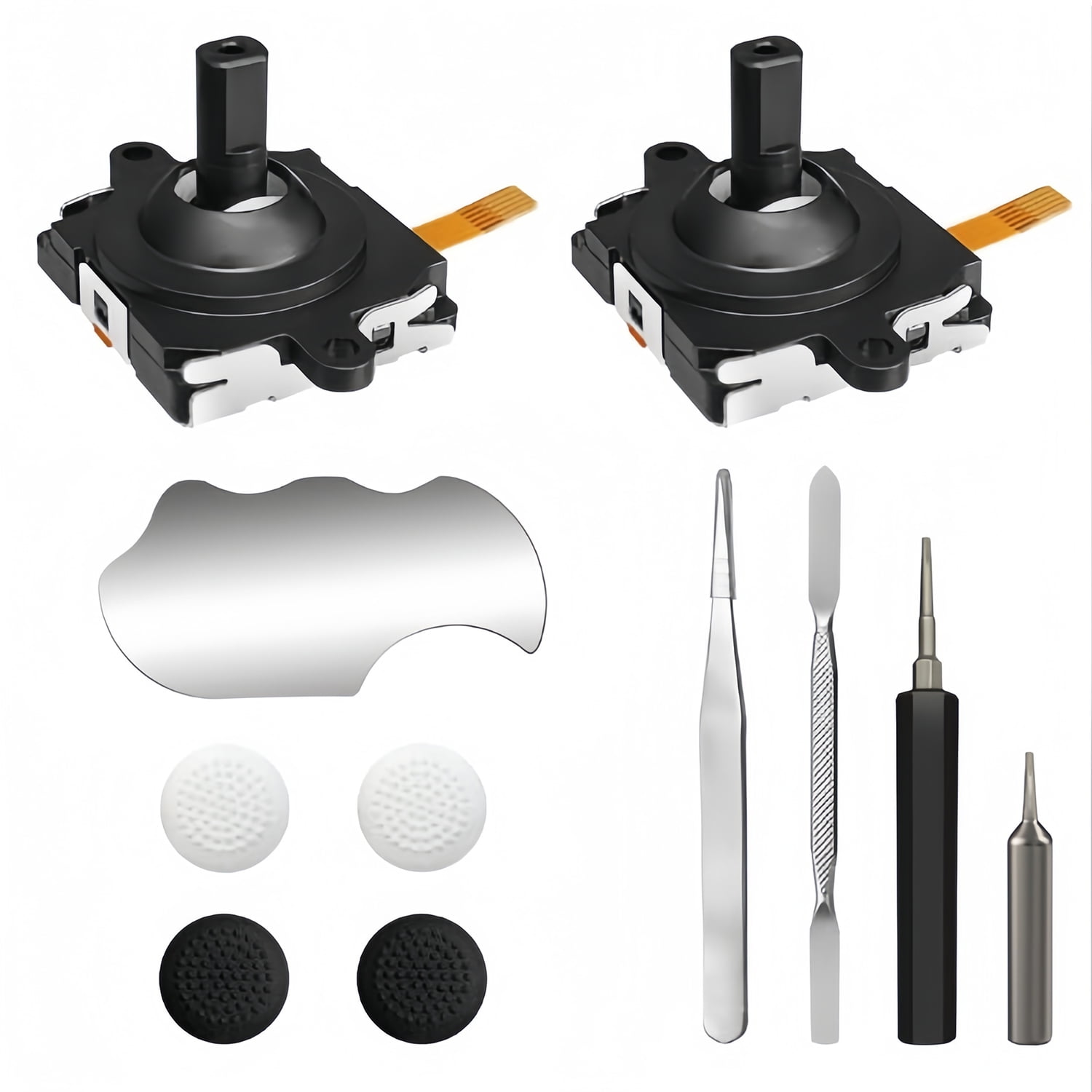 Genérico - Kit De Reemplazo De Joystick 11 En 1 Para Controlador Meta Quest 3, Con 2 Módulos De Joystick, Destornillador, Pinzas, Herramienta De Palanca, 4 Tapas De Agarre Para Pulgar