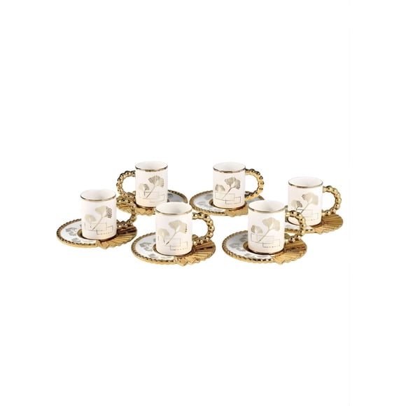 Juego Vajilla Set 6 Tazas Café Plato Decorado Adorno Jhn