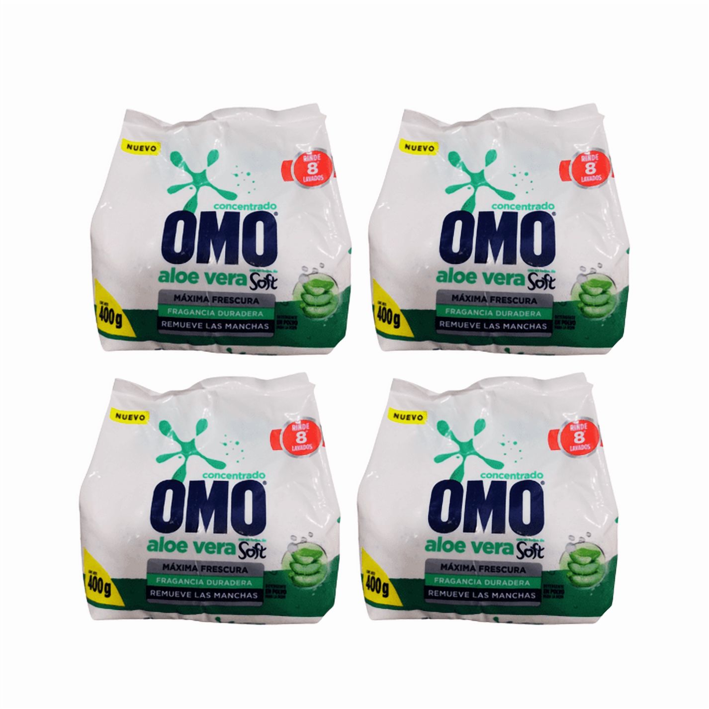 Pack 4 Unidades Detergentes En Polvo Omo Aloe Vera 400 Grs
