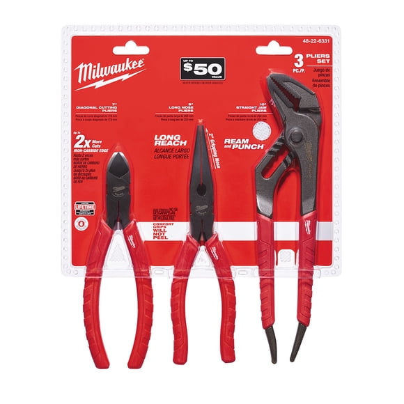 Juego De Alicates Confort Grip 3 Piezas Milwaukee 48-22-6331