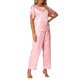 thumbnail image 4 of INSPIRE CHIC Conjunto de Pijama de Satén para Mujer Regreso a Clases Camisa de Dormir de Manga Corta Suave con Botones y Pantalones Largos con Bolsillo en el Pecho L Rosa, 4 of 6