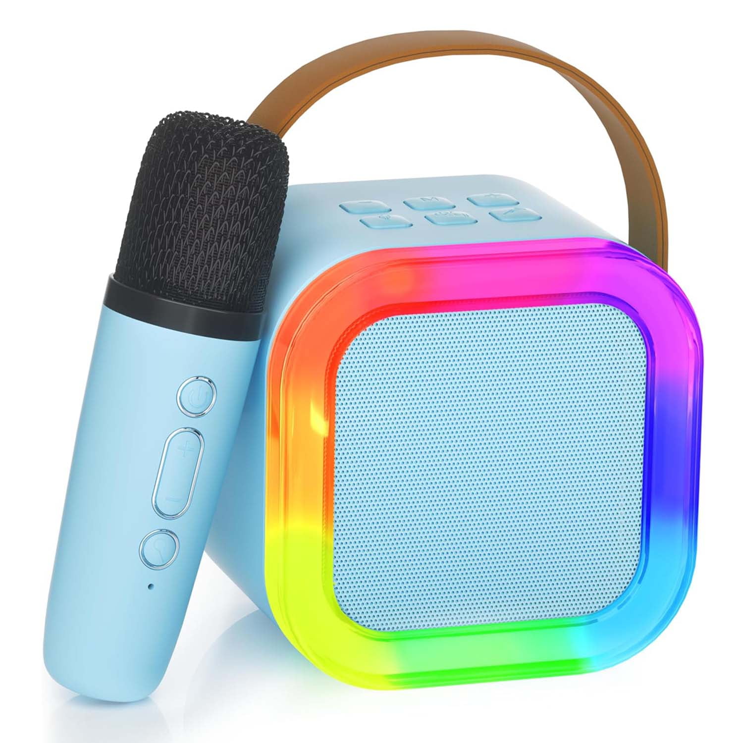 Mundo Online - Mini Parlante Karaoke Bluetooth Con Microfono Portatil Celeste