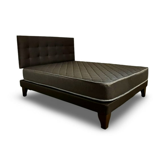 Cama Europea Espumix New Basic Black 1.5 Plazas + Respaldo punto