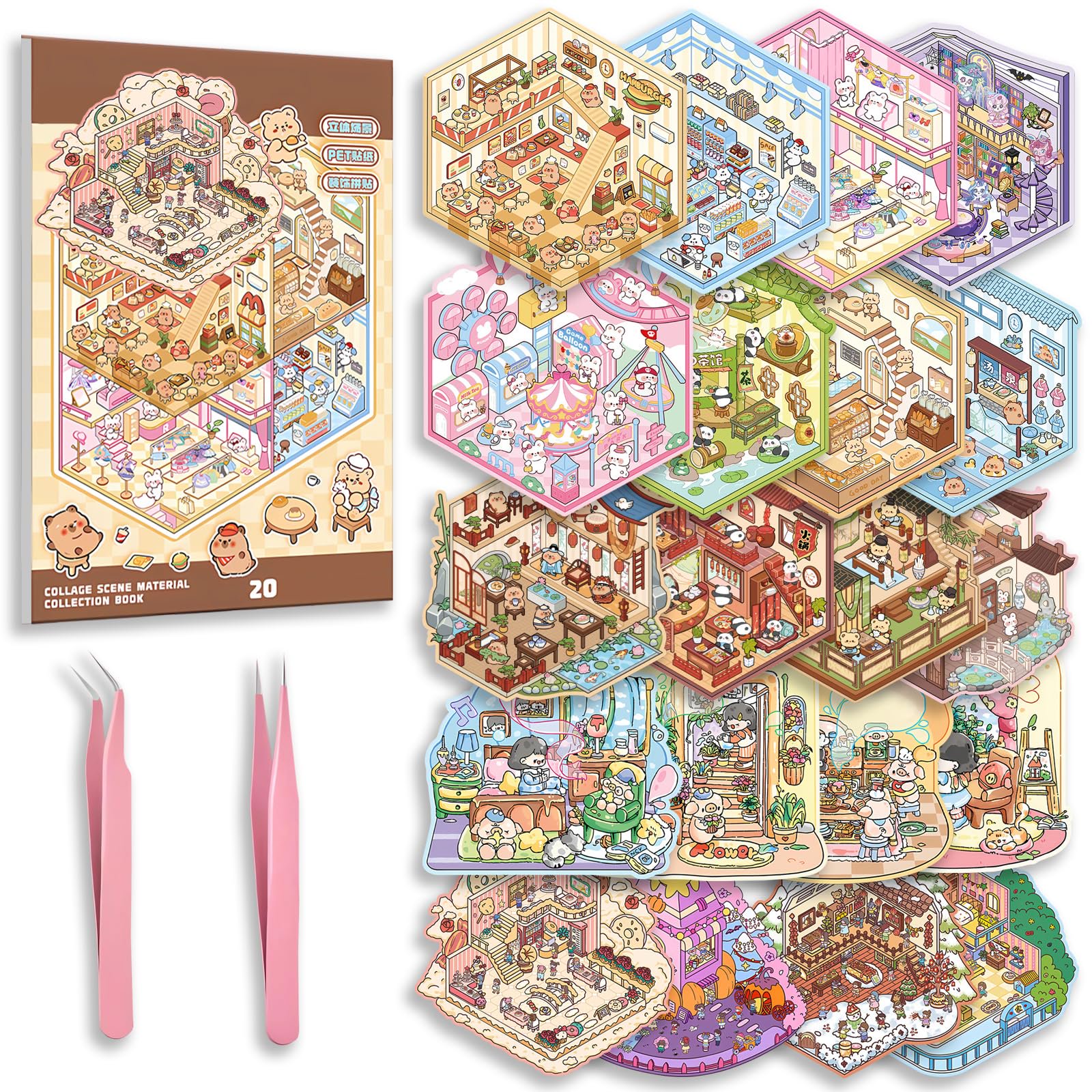 Mhbew - Libro De Colección De Escenas Adhesivas En 3d, 20 Juegos De Bricolaje Para Niños Y Adultos