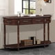 thumbnail image 2 of Retro Curved Wood Console Table, 52 inch Circular Half Moon Sofa Table with Open Shelf and 2 Drawers, Solid Wood Entry Table for Living Room, Hallway, Espresso, 2 of 3