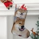 thumbnail image 2 of Shiba Inu Tema: Calcetines de Navidad, fino lino blanco para colgar en escaleras y chimenea, decoración navideña para el hogar, regalo de Navidad.54cm×38cm, 2 of 5