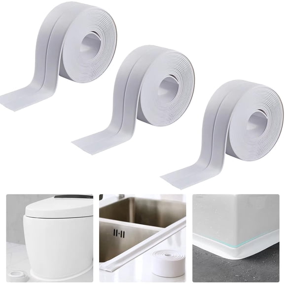 3pcs Tira Sellado Baño Impermeable Ducha Calafateo Cinta Adhesiva 3.2mts*3pcs