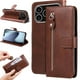 thumbnail image 2 of Funda con Cremallera para iPhone 17 Pro, Carcasa Cartera de Cuero PU con Soporte y Tarjetero, 2 of 5