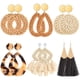 thumbnail image 1 of Pendientes Ponpon 6 pares de aros de ratán estilo verano, 1 of 8