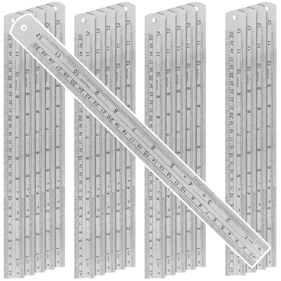 Regla de acero inoxidable ZEONHAK 30 cm/12 pulgadas, paquete de 20