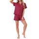thumbnail image 2 of INSPIRE CHIC Conjunto de Salón para Mujer Estampado de Fresas Volantes Fruncidos Patrón Lindo Botón Abajo Manga Corta Pijama Conjunto de Pantalones Cortos 2XL Rojo, 2 of 6
