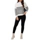 thumbnail image 2 of Tops de Suéter de Maternidad para Mujeres Camisas de Manga Larga con Abertura Lateral de Rayas Cuello Simulado de Punto para Embarazo XL Blanco, 2 of 6