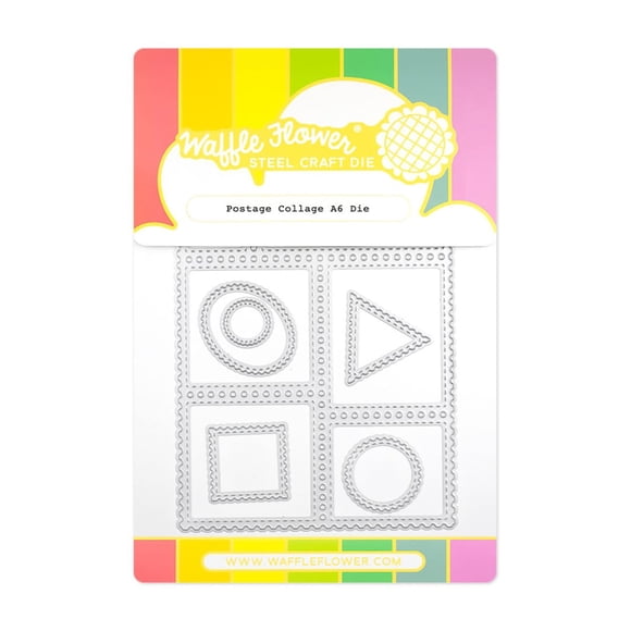 Plantilla de Troquel Collage de Sellos Postales Waffle Flower A6