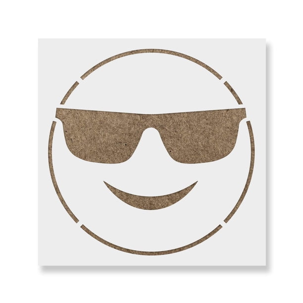 Plantilla de esténcil de emoji con lentes de sol y sonrisa - Compra plantillas de esténcil, plantill
