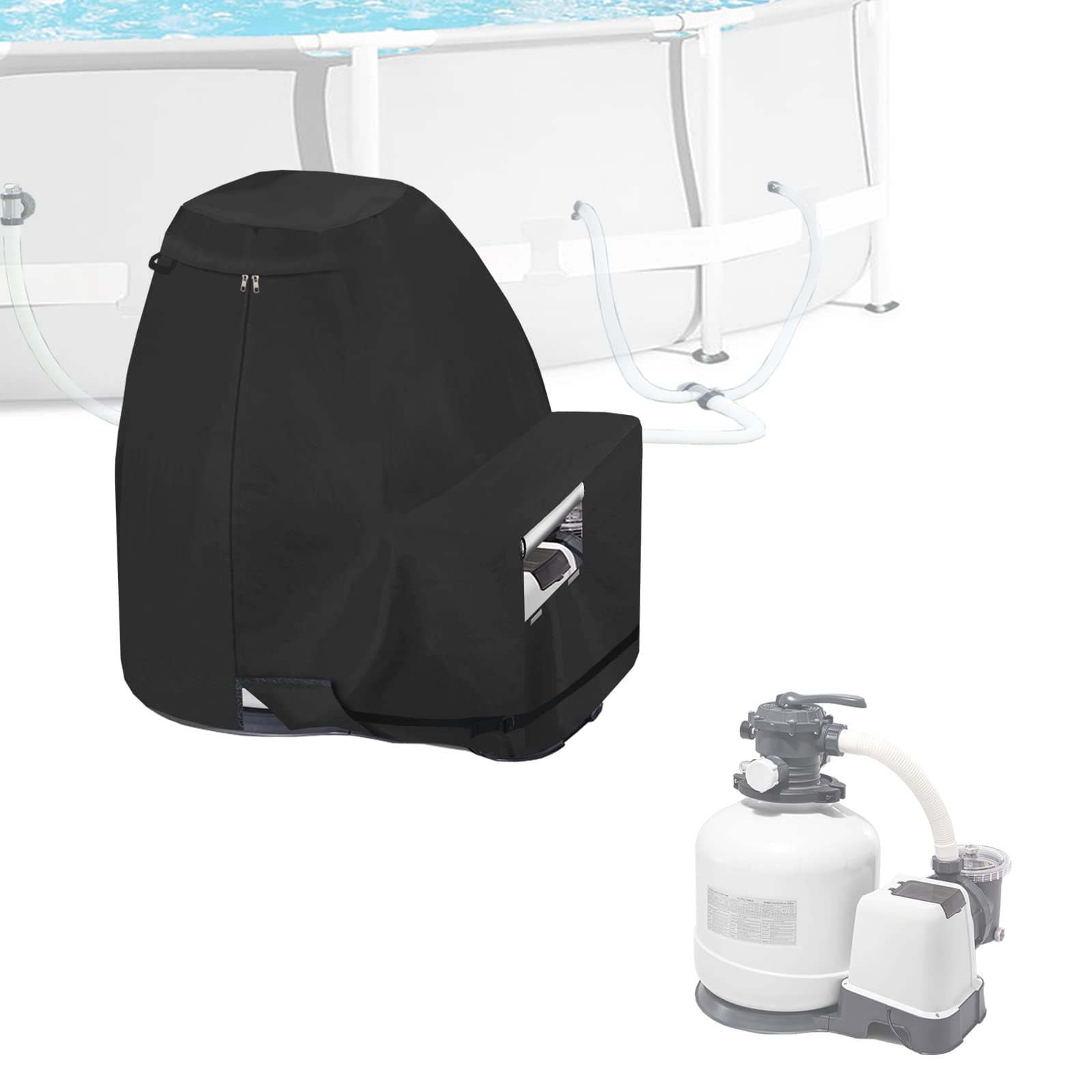 Xusx111 - Cubiertas De Bomba De Filtro De Arena,cubierta De Filtros De Piscina De Arena De Tela Impermeable 420d,adecuado Para La Mayoría De Las Bombas De Filtro De Arena En El Mercado (negro)