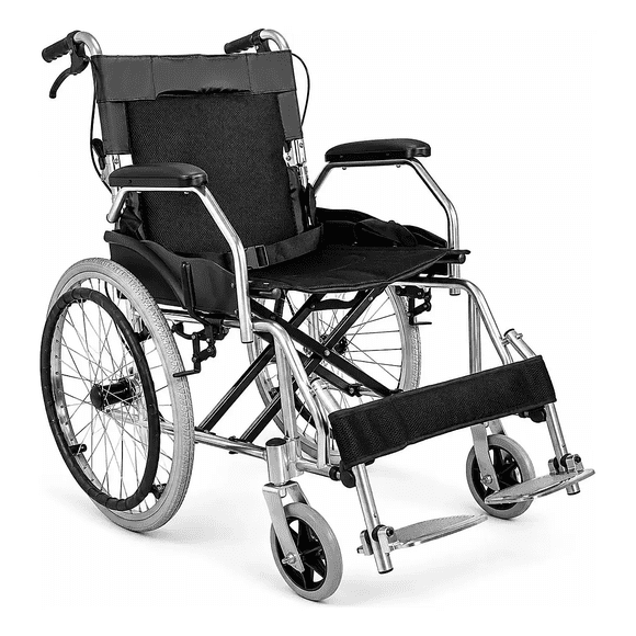 Silla Ruedas Ligera Plegable Doble Freno Resistente 120kg