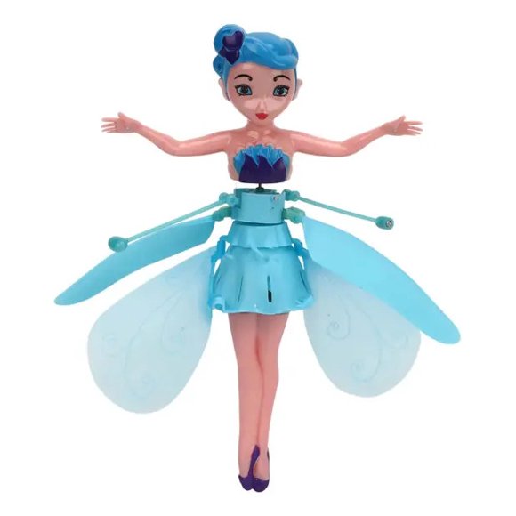 Muñeca Princesa Hada Voladora Azul Cable Usb Luminosa