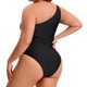 thumbnail image 4 of Agnes Orinda Traje de Baño de Una Pieza para Mujer de Talla Grande para la Escuela y la Universidad con Malla Transparente de Un Hombro Control de Abdomen Corte de Traje de Baño de Playa Set 2X Negro, 4 of 8