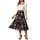 thumbnail image 2 of INSPIRE CHIC Falda Floral de Mujer con Volantes en Capas de Chifón A-Line Maxi Falda Negro Rosa M, 2 of 6