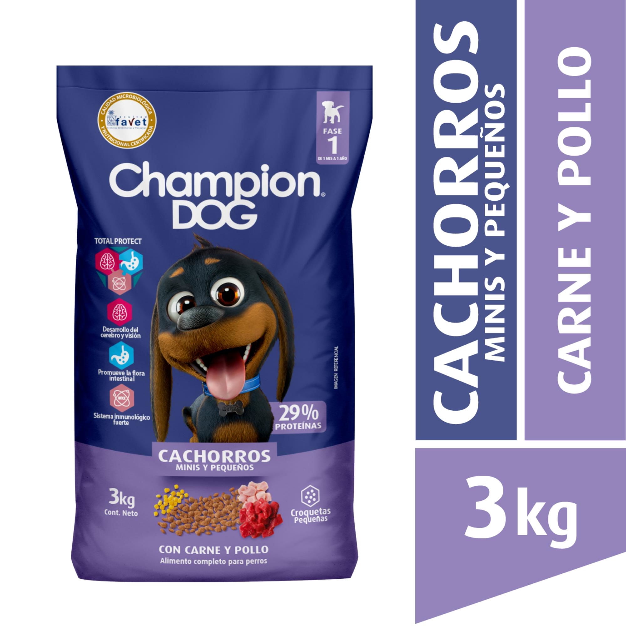 Alimento Seco Cachorro Raza Pequeña Carne Bolsa 3 Kg Champion Dog