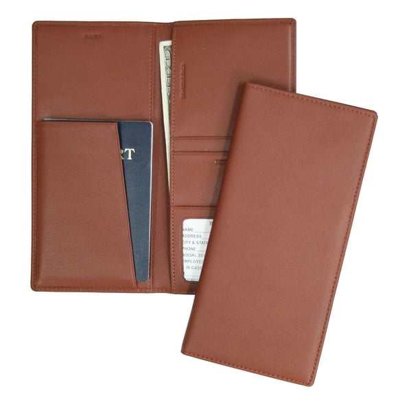 Organizador de pasaporte y boletos Royce Leather con bloqueo RFID, color tan