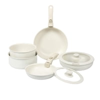 Haussen - Batería De Cocina Antiadherente Granito 11 Piezas Infini Crema