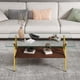 thumbnail image 3 of Rectangle Coffee Table with Tempered Glass top and Golden Metal Legs, Modern Table for Living Room , Transparent Glass, 3 of 3