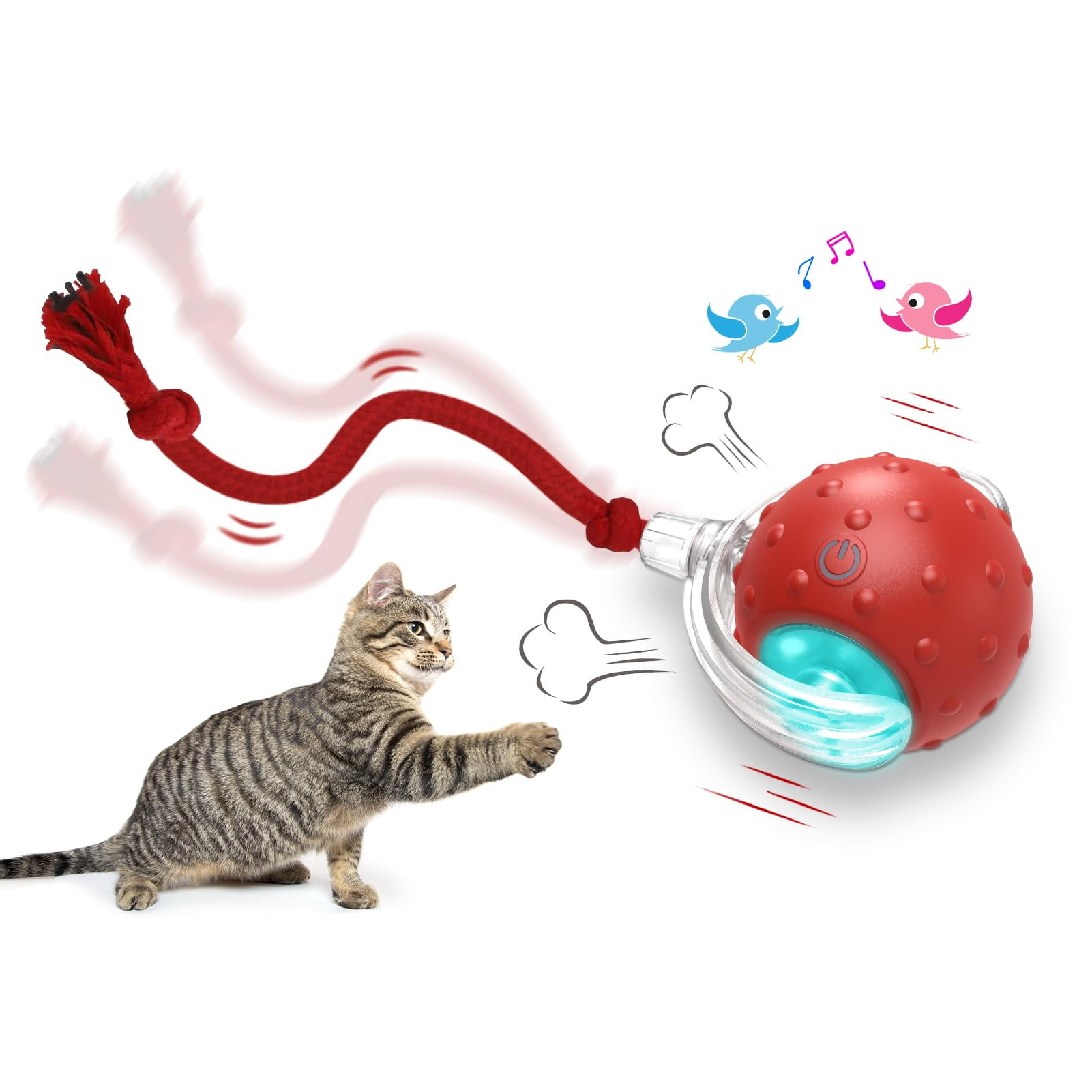 Giociv - Juguetes Interactivos Para Gatos Ball Para Gatos De Interior (rojo)