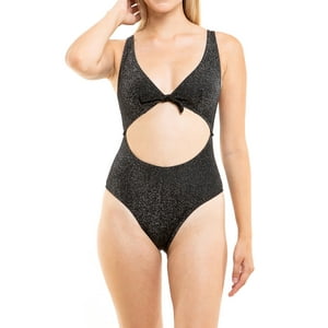 Samia - Trikini Con Nudo Ajustable Negro Brillante L