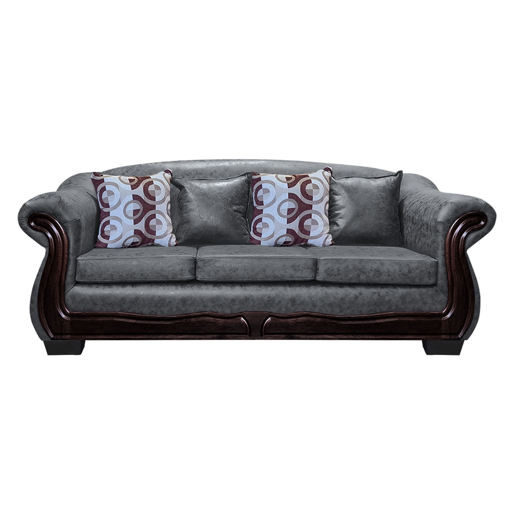 América Decora - Sofá Con Resorte Estructural 4 Personas Búfalo Envejecido Gris