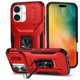 thumbnail image 1 of Funda Armada para iPhone 16 Plus con Tapa Deslizante y Soporte Magnético Giratorio Rojo, 1 of 5
