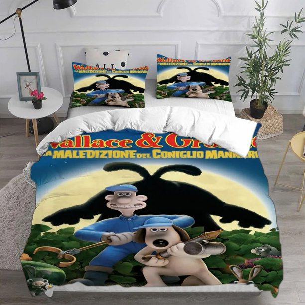 Wallace & Gromit Bedding Sets,wallace and gromit dog Cartoon movie Poster Duvet Cover Sets Kids Adult Size Bed Sheets