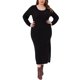 thumbnail image 2 of Vestidos de Día de San Patricio para Mujer de Talla Grande Agnes Orinda, Vestido Largo Ajustado de Punto Acanalado con Abertura Lateral, Cuello Redondo, Manga Larga, Ajuste Ceñido, 4X Negro, 2 of 5