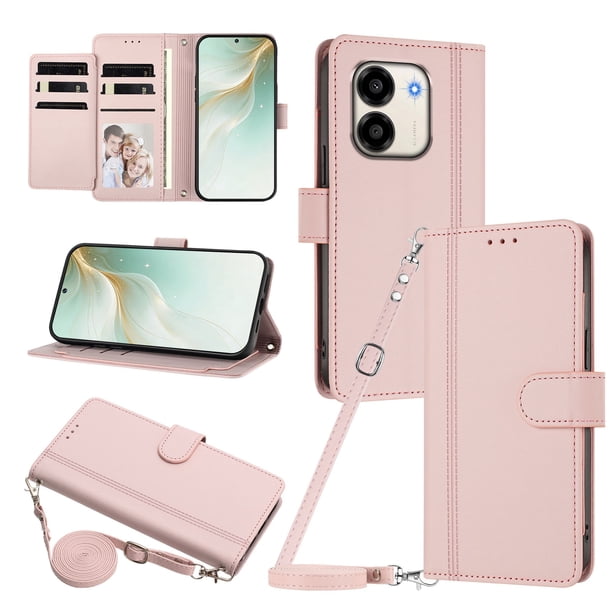 Honor X7E/X6E Funda Billetera con Cierre Magnético, Rosa