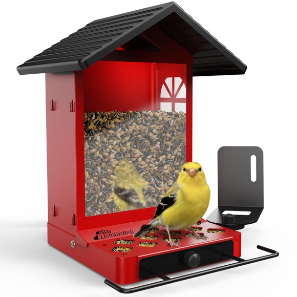 Comedero para aves RichBird totalmente metálico, montaje en pared y poste, 2.4 L