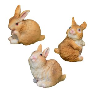 Magideal - 3 Uds Estatuas De Jardín Estatuilla De Conejo Decoración De Primavera Manualidades Decoración De Pascua Para Jardín De Hadas Maceta Decoración En , Conejito