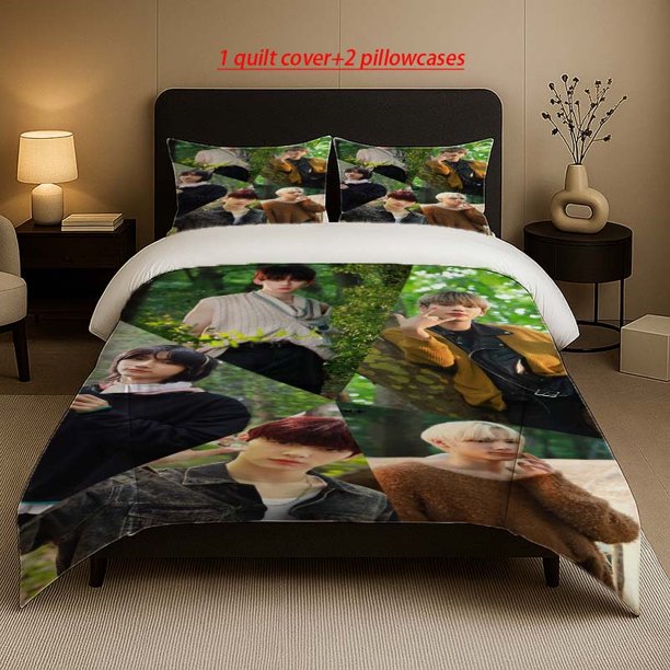 TXT Outdoor Personalized Pattern Three-Piece Set Soft And Comfortable Bedding Set Available in All Seasons