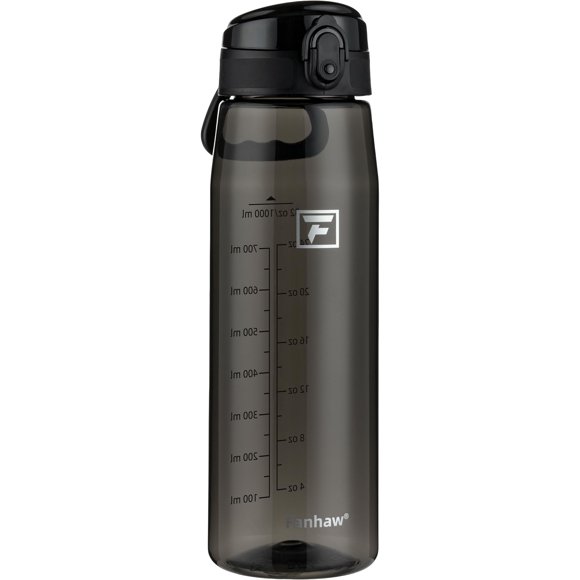 Botella Fanhaw 950 ml Transparente con Tapa Chug Negra