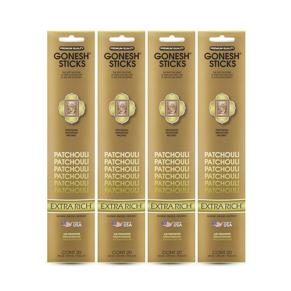 Varillas de incienso Gonesh Extra Rich con aroma a pachulí, 10 cm, 20 unidades
