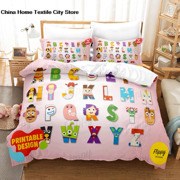 JIECHU Letters Alphabet Word Embroidered Iron on patches cute letter patches Bedding Set Single D Children's Bedroom Duvet Set Bed Sheets