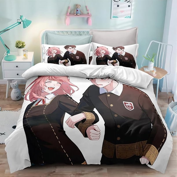 Duvet Cover 3D Anime S-PY Cartoons Family Bedding for All Season Microfiber Comforter Cover Set with Pillowcase