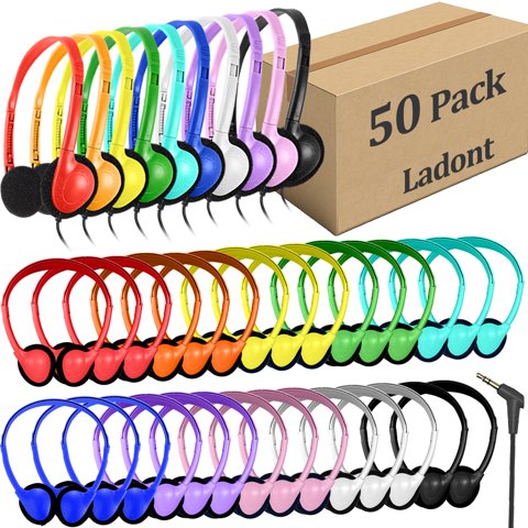 Audífonos Ladont Pack De 50 Con Cable 3.5 Mm Multicolor