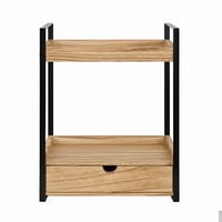 Wakeshome - Organizador De Baño Cocina 2 Niveles Con Cajon Para Encimera Hogar Madera