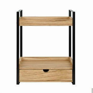 Wakeshome - Organizador De Baño Cocina 2 Niveles Con Cajon Para Encimera Hogar Madera