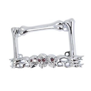 Ioensy - Marco Para Matrícula De Motocicleta Con Decoración De Calavera, Accesorio De Montaje Sencillo, 23 X 14 Cm